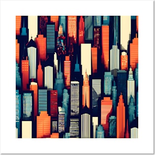 Urban Horizon 2: Stylistic Vector City Skyline Fabric Print Posters and Art